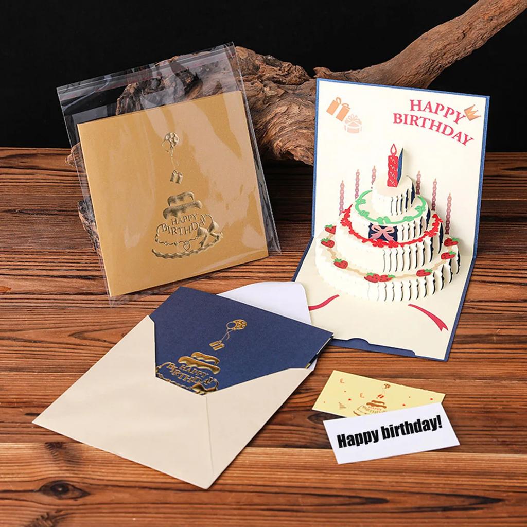 3D Greeting Card Stereoscopic Birthday Card Colorful Stereoscopic Birthday Happy Employee Greeting Card Envelope Wedding Decor