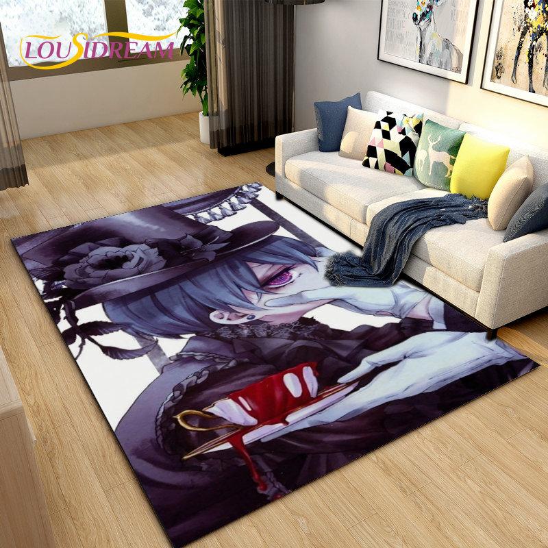 Black Butler Anime Cartoon Area Rug,Carpet Rug for Living Room Bedroom Sofa Doormat Decoration, Kids Play Non-slip Floor Mat