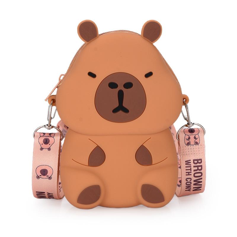 Cute Kapibara Silicone Change Bag Boys and Girls Messenger Storage Bag Cute Capybara Cartoon Coin Bag