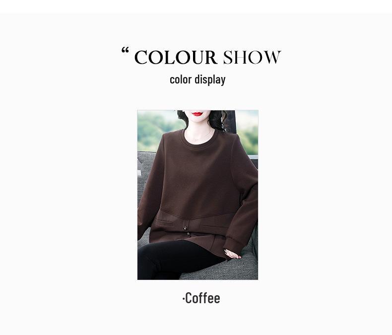 Plus Size Crew Neck Sweatshirt for Spring/Summer - Casual Fashion for Middle-Aged Women.