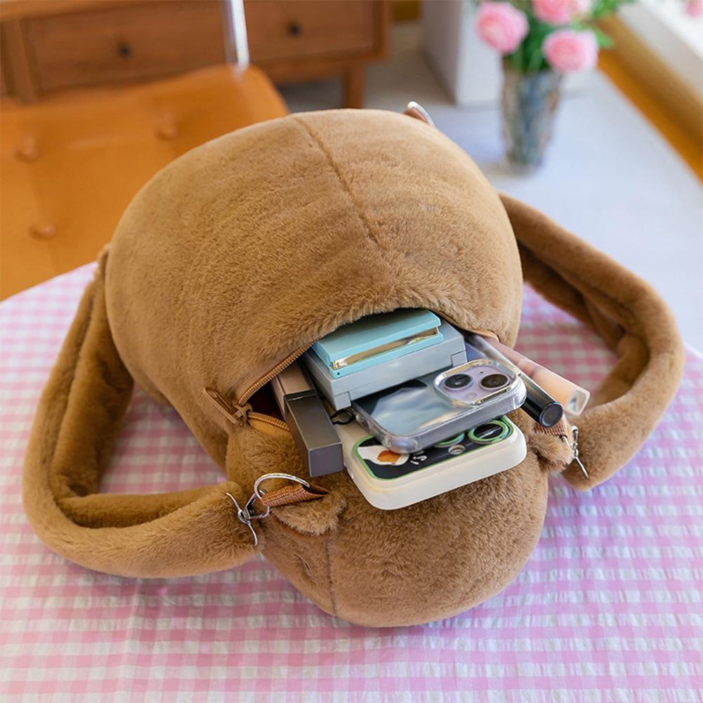 Children Mini Knapsack Bag Funny Girl Anime Crossbody Bag Soft Girl Small Backpack Plush Capybara School Bag for Girls Children