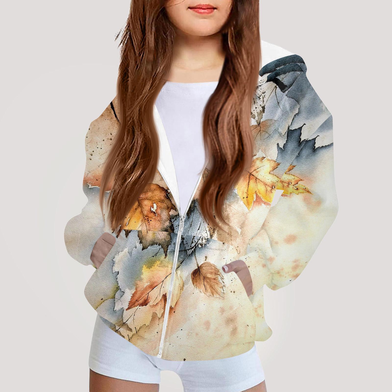 

Children s Fashion Printed Long Sleeved Hooded Sweatshirt Girls Hoodie Jacket 160