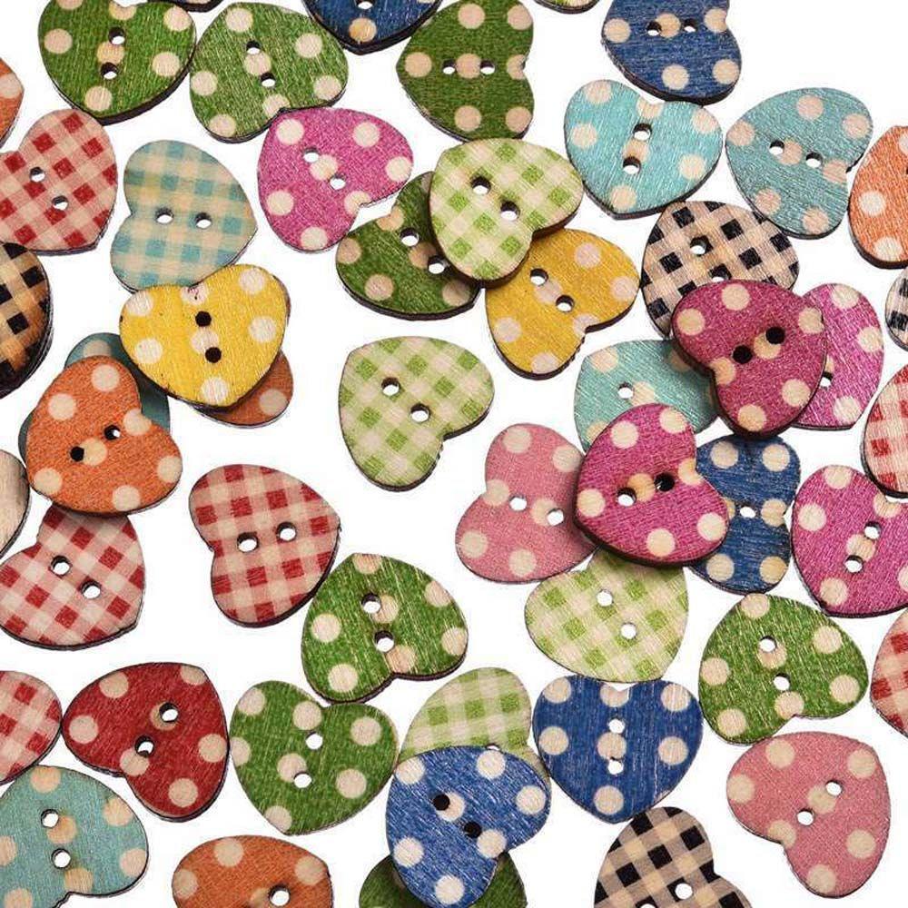 Crafts Arts Scrapbooking Decoration Apparel Sewing Wood Button Sewing Buttons Heart Shape Button