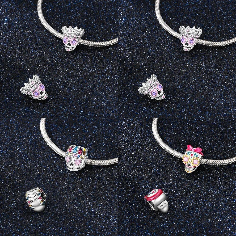 Halloween Skull Head Charm Bead Component Bead Component Compatible With Authentic Original Bracelet High Quality Fine Jewelry Do It Yourself Women