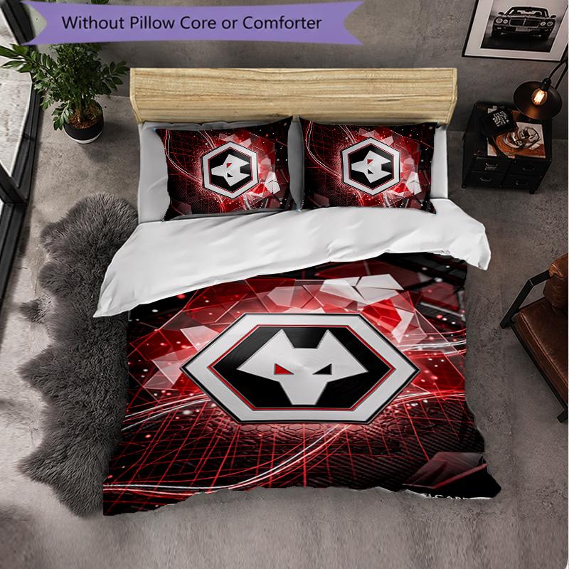 Wolverhampton Wanderers Football 3 Piece Bedding Set Soft Duvet Cover Set with Pillowcases Printed Bedroom Decor Set for Home