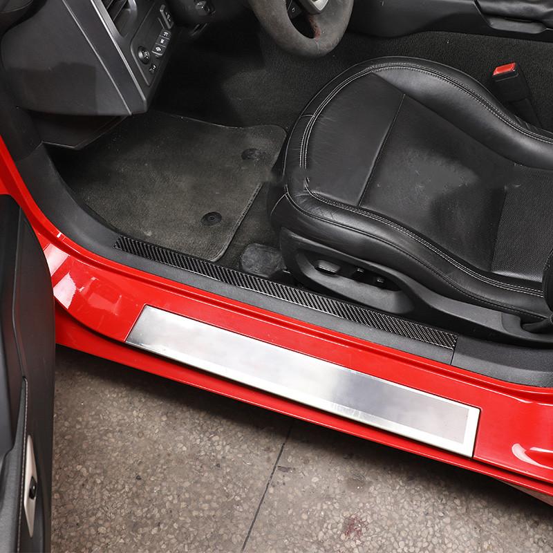 Soft Carbon Fiber Style Car Built-in Door Sill Pedal Decorative Sticker Fit For Chevrolet Corvette C7 2014- Auto