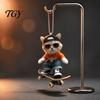 Street Fashion Car Pendant Skateboard Cat Hanging Ornament, 2D Flat Acrylic Rearview Office Workstation Ornament Mirror Decor, Trendy Skate