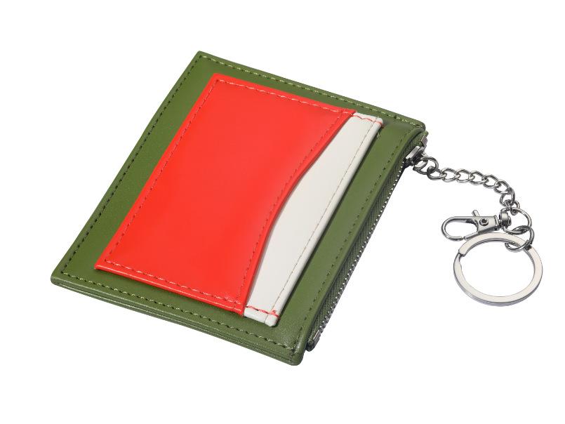 Schoolbag Korean version splicing women's wallet, multi-card zipper card bag, keychain small wallet, women's change bag