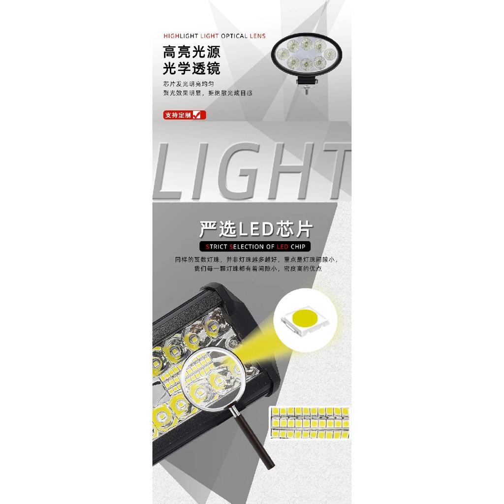 24W LED-Arbeitsscheinwerfer für Auto LKW Offroad Motorrad Scheinwerfer Ovale Form