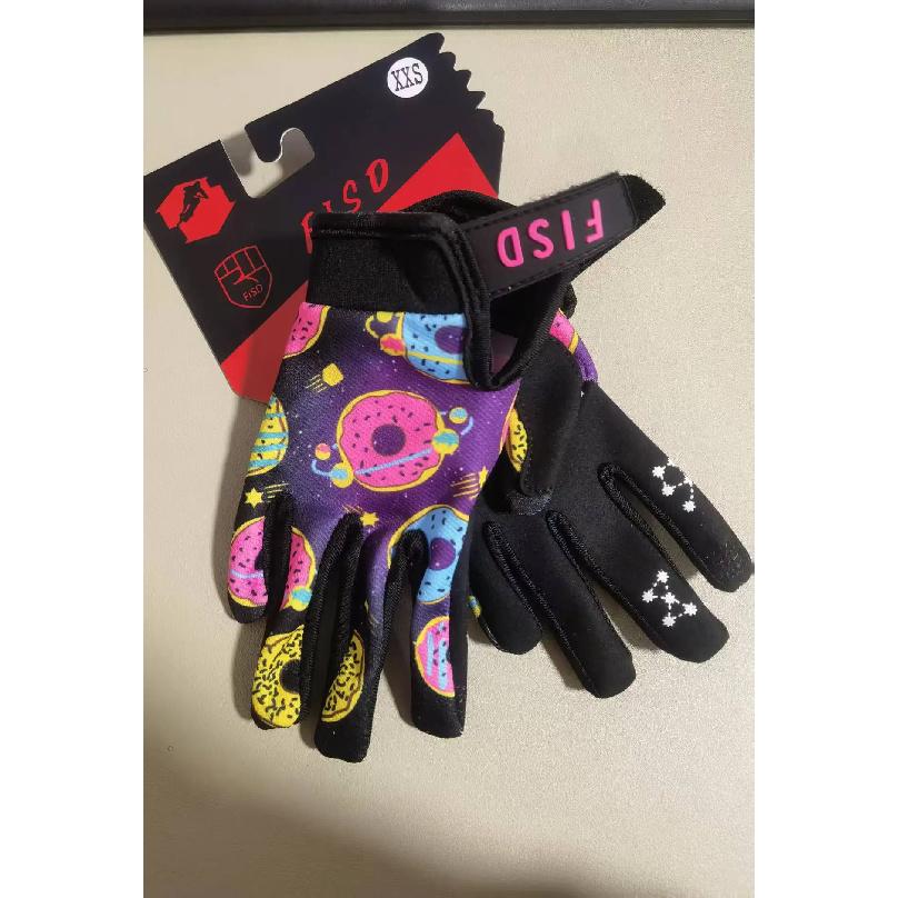 FISD kids  7 color Super Donut Wheel Glitz Riding dirt bike long finger touch screen gloves