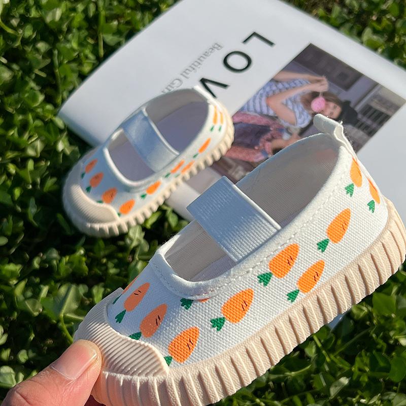 Girls' Canvas Shoes Spring New Children Casual Shoe Cute Girl Shoe Soft Sole Anti Slip Single Shoes Flat Shoe  Lona