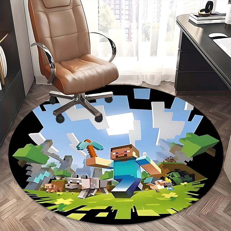Minecraft Character Chair Mat Round Rug Office Carpet, Non Slip, Suitable for Living Rooms, Bedrooms Decor 1205571a