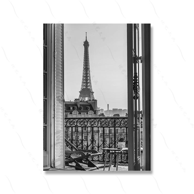 Vintage Eiffel Tower Canvas Painting Room Home Decor Nordic Balck And White Fashion Art European Street Scene Retro Poster Print
