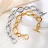 Chunky Stainless Steel Oval Chain Bracelet for Women Girl, 18K Gold Plated OT Buckle Bracelet, Waterproof Jewelry Gift