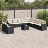 VidaXL Garden Lounge Set 12 Pcs with Cushions Black Braided Resin 3219186