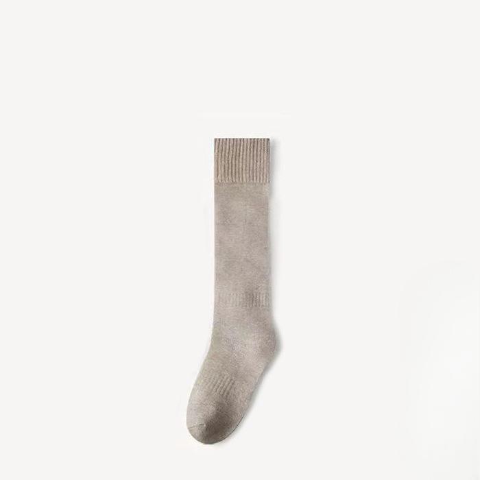 Female Autumn and Winter Thickened Plush Ring Warm Pure Color All Match Show Thin Leg Socks