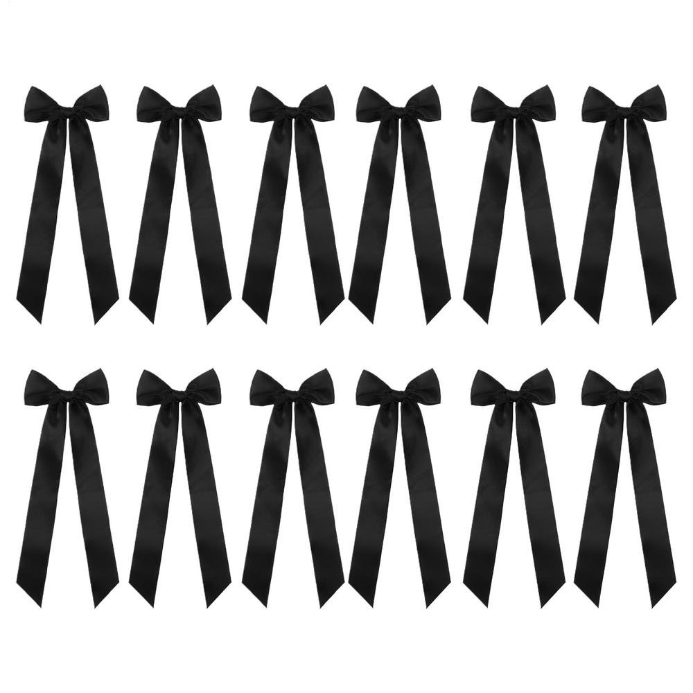 

Банти для келихів для вина 12 штук Сатинові Банти для келихів для вина Підсвічник Бант Попередньо зав язаний Бантик Клейкі Товари для вечірки Для вечері Подарунок 12pcs чорний