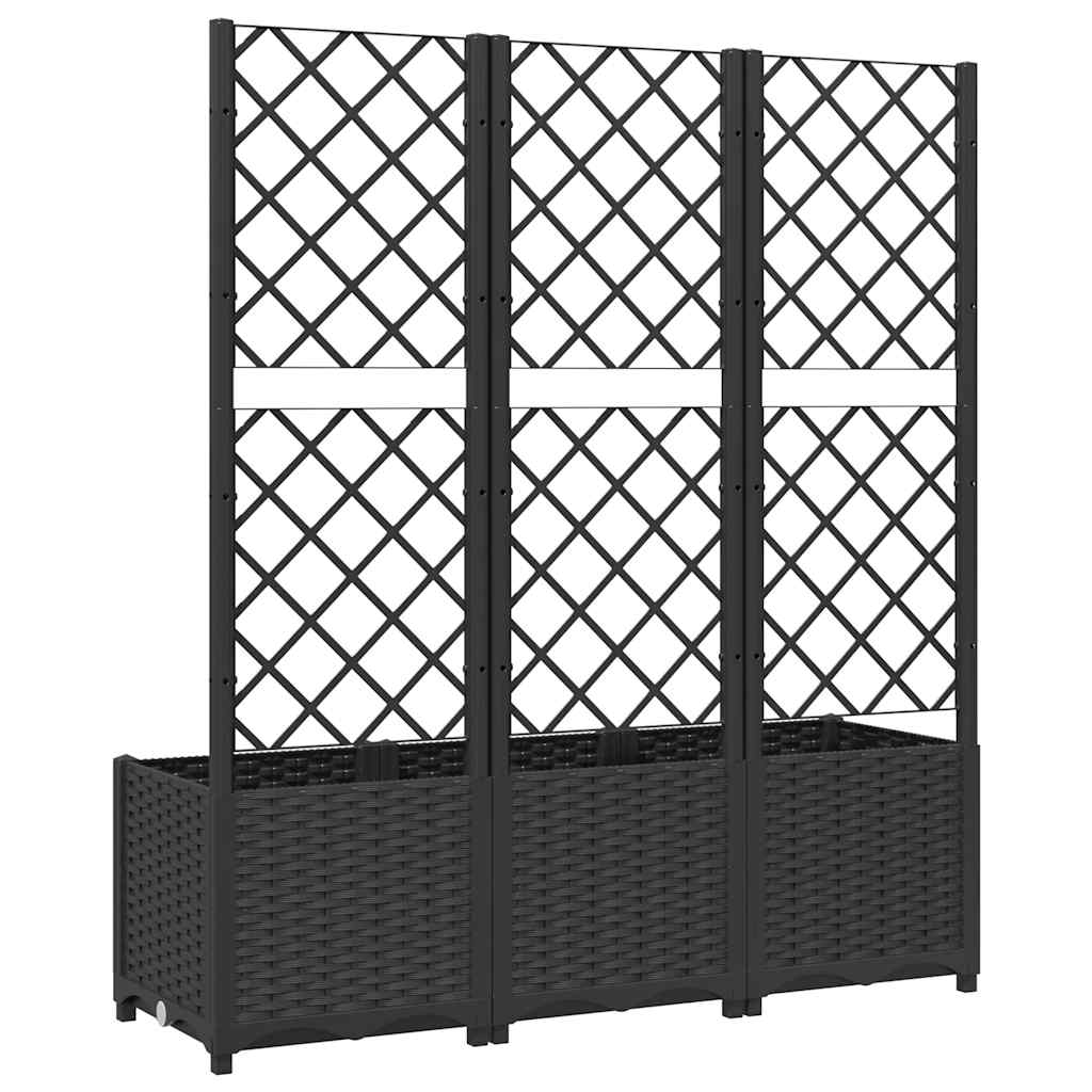 Vidaxl Garden Planter With Trellis, Black, 120X40X136 Cm, Pp