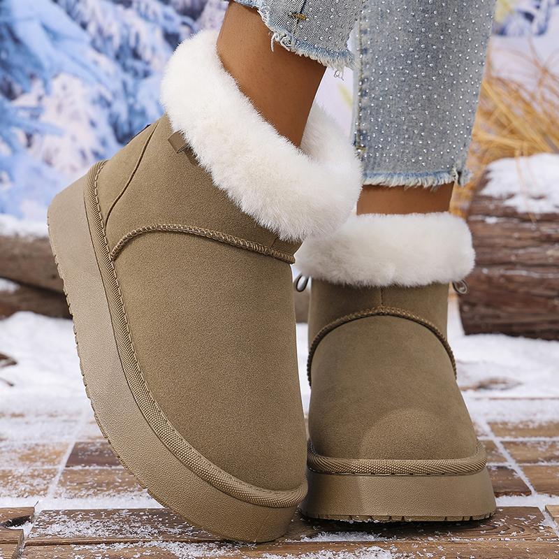 Fashion Thick Plush Warm Snow Boots for Women Non Slip Faux Fur Platform Winter Boots Woman Slip On Thick Sole Cotton Padded Shoes Mujer