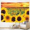 Sunflower Tapestry Wall Hanging Sunset Sunflowers Field Wall Art Golden Yellow Sunflowers Tapestries Warm Yellow Floral Plant