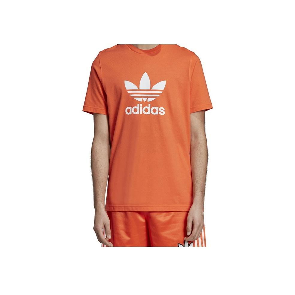 Adidas Originals Trefoil Logo Sports Short Sleeve T-Shirt Men Tops Orange Yellow DZ4572
