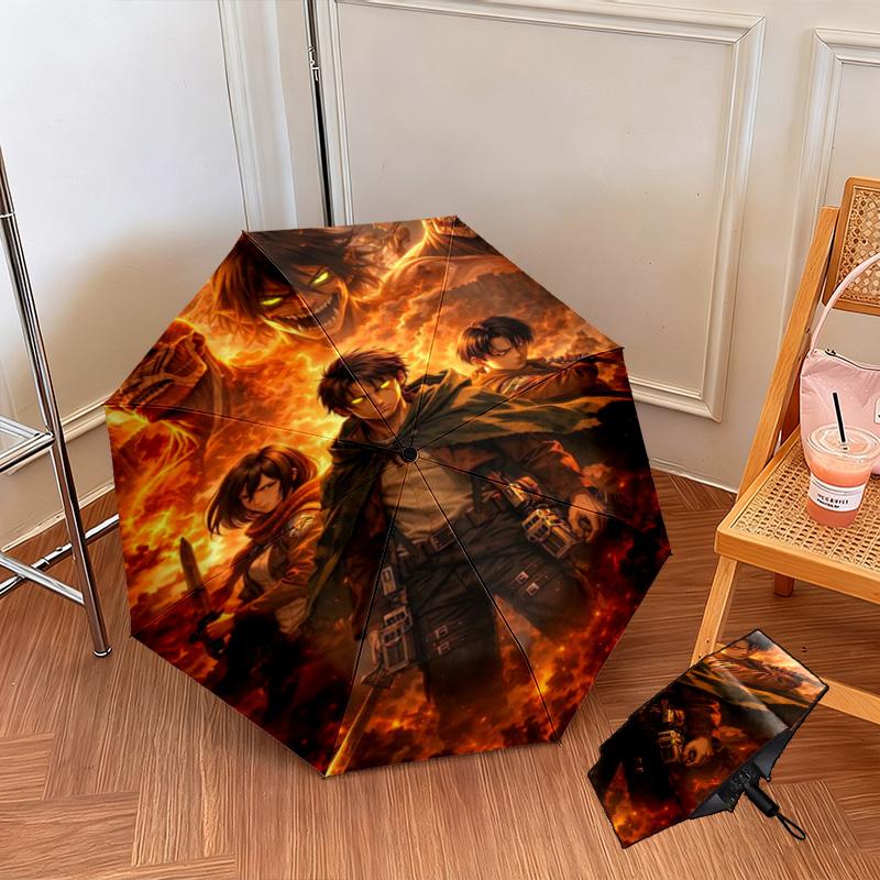 1PC Attack Titan Automatic Umbrella - Suitable Travel Outdoor Portable Umbrella Birthday Gift Daily Essentials
