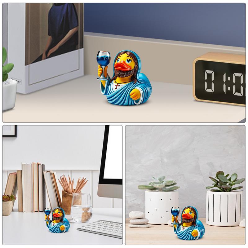 3,5palcová kreativní pryskyřičná soška Ježíš kachna Multifunkční křesťanská dekorace Kachna ozdoby na palubní desku auta výzdoba domácí kanceláře