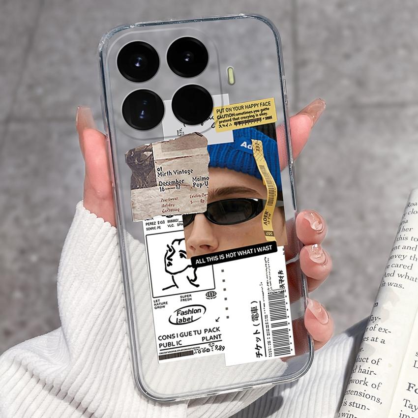 Cases For Redmi 17 17C / Xiaomi 17T Pro / 17 Pro Max 17 Ultra 17 Max Cute Girl Label Pattern Phone Covers Transparent TPU Ultrathin Lightweight Bumper