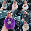 Crystal Swan Creative Fox Fur Car Keychain Exquisite Chic Keyring Bag Pendant