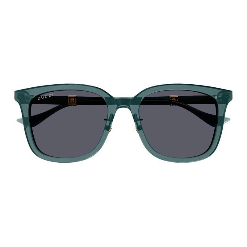 GUCCI Temple Logo Embellishment Acetate Square Sunglasses Men's Green