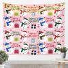 Merry Christmas Tapestry Xmas Ornaments Wall Hanging Blanket Snowman Snowflake Wall Art for Living Room Bedroom Decoration