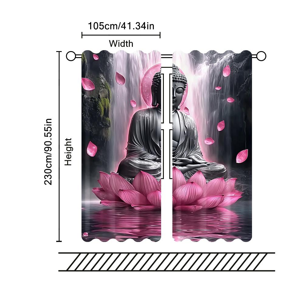 Scene Curtains Extraordinary Buddha Lotus Fabric Without Electricity Family Party Decoration Suitable Festive Curtain Made Of Polyester