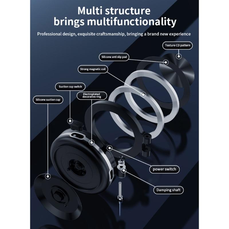 Vehicle Phone Mobile Mount Stand Magnetic Suction with Vacuum Attachment 360 Degree Rotation for Safe Driving Experience