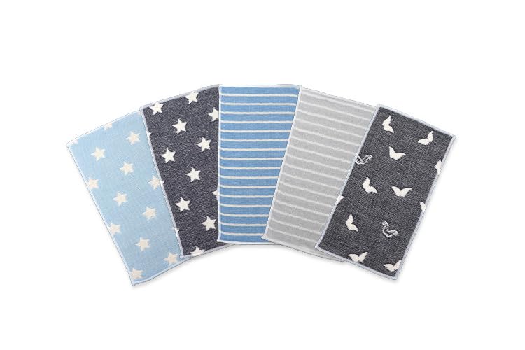 

Mini Handkerchief Set Gauze Hand Towels with Loops for Nursery School and Made in Perfect for and Daycare maison.c 5-Piece (J Set) - Kindergarten,