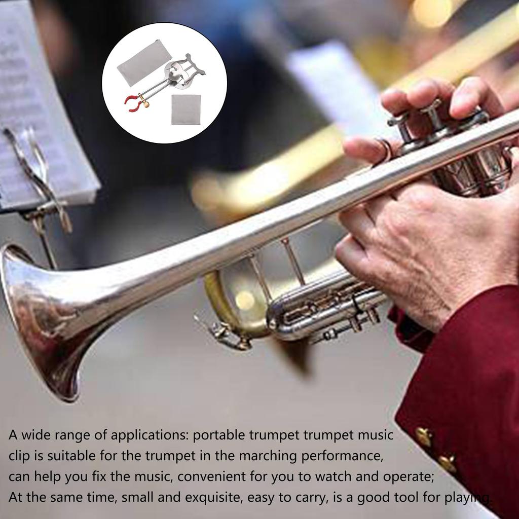 Bstinay Trumpet Lyre Sheet Clip, Music Holder, for Marching Bands, Metal, Silver