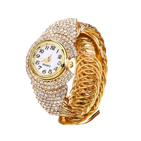 Women Quartz Watch Round Dial Analog Watch with Alloy Strap Ladies Rhinestone Wristwatch for Casual Wear Parties Offices Dates