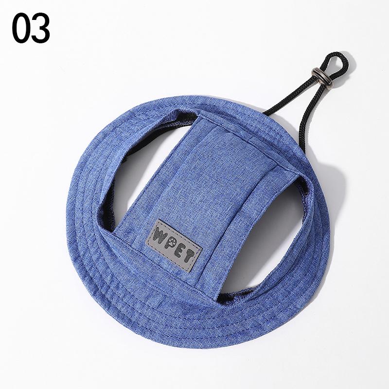 Linen Denim Dog Hat with Ear Holes Summer Outdoor Travel Sport Sun Protection Cap Adjustable Hat for Small Medium Large Dogs