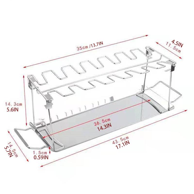 Stainless Steel Folding Grilled Chicken Leg Rack, Barbecue Grill, Barbecue Plate, Barbecue Grill, with Bottom Tray, BBQ