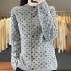Dames Cardigan met Lange Mouwen van Wol – Knopen Rond Hals voor Herfst/Winter