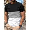 Herren Casual Farbblock Kurzarm Rundhals T-Shirt