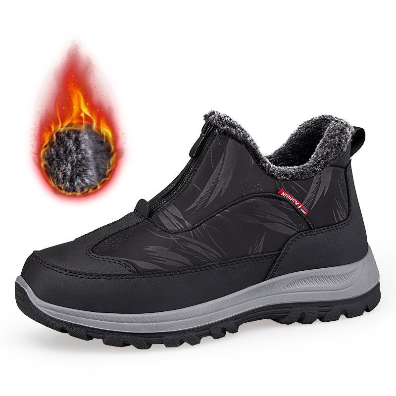 

Outdoor cotton snow boots winter velvet warm cotton shoes black large size leather surface casual 35 чёрный