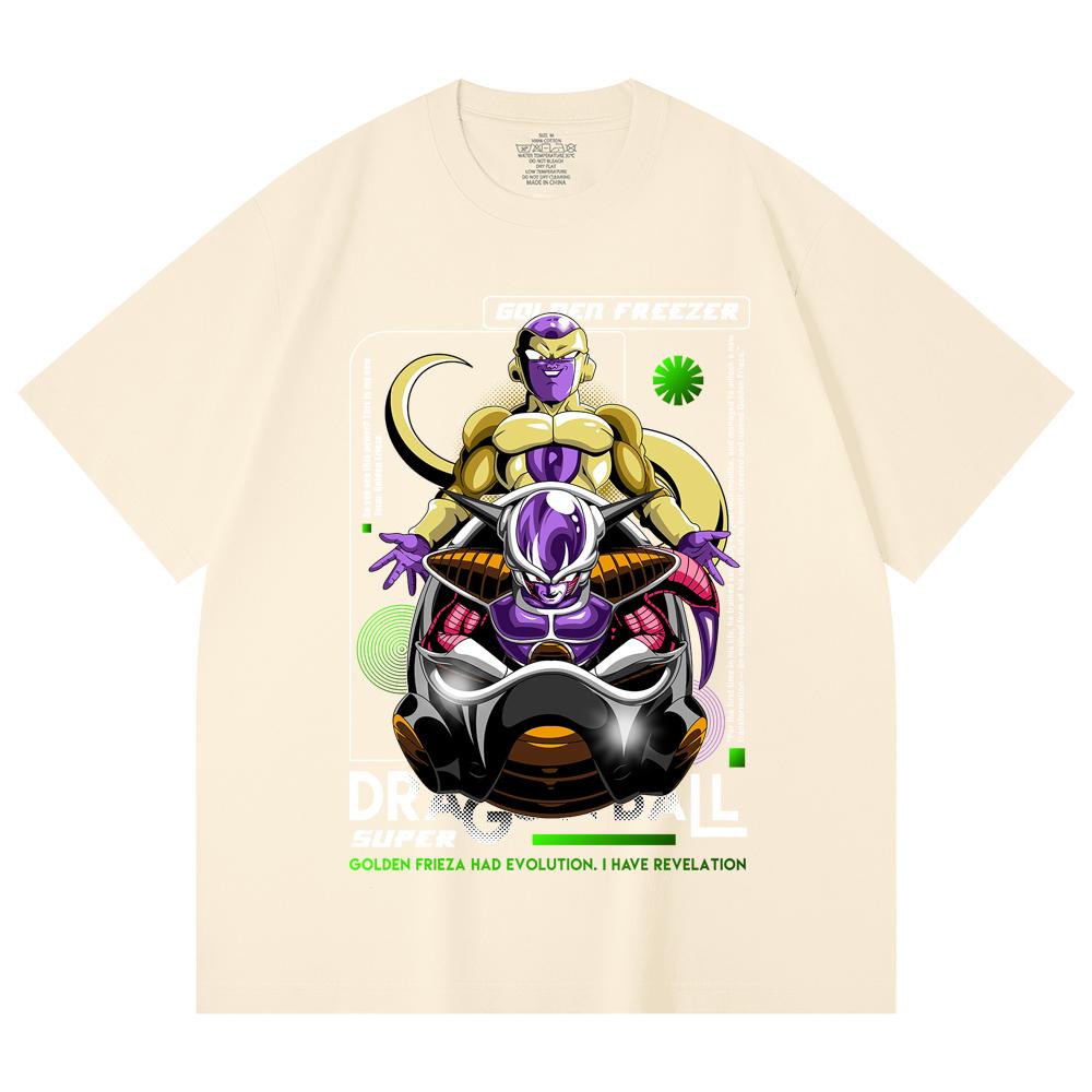 

230 Gsm 100% Cotton Dragon Ball V22 Golden Freeza Print Unisex Heavy Cotton T Shirt XS абрикосовый