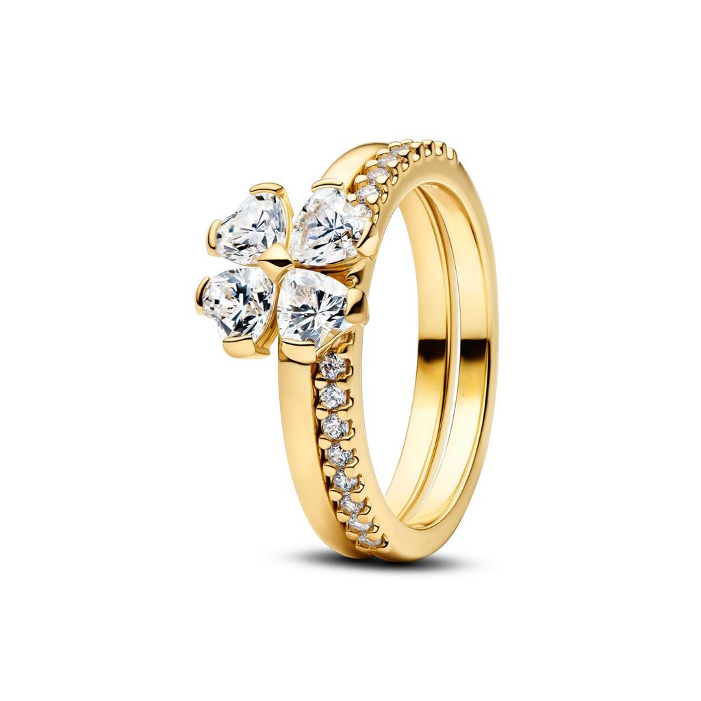 Luxury 925 Silver Heart-shaped Bow Flower Ring Fit Women's High-end Jewelry Parties Valentine's Day Gifts