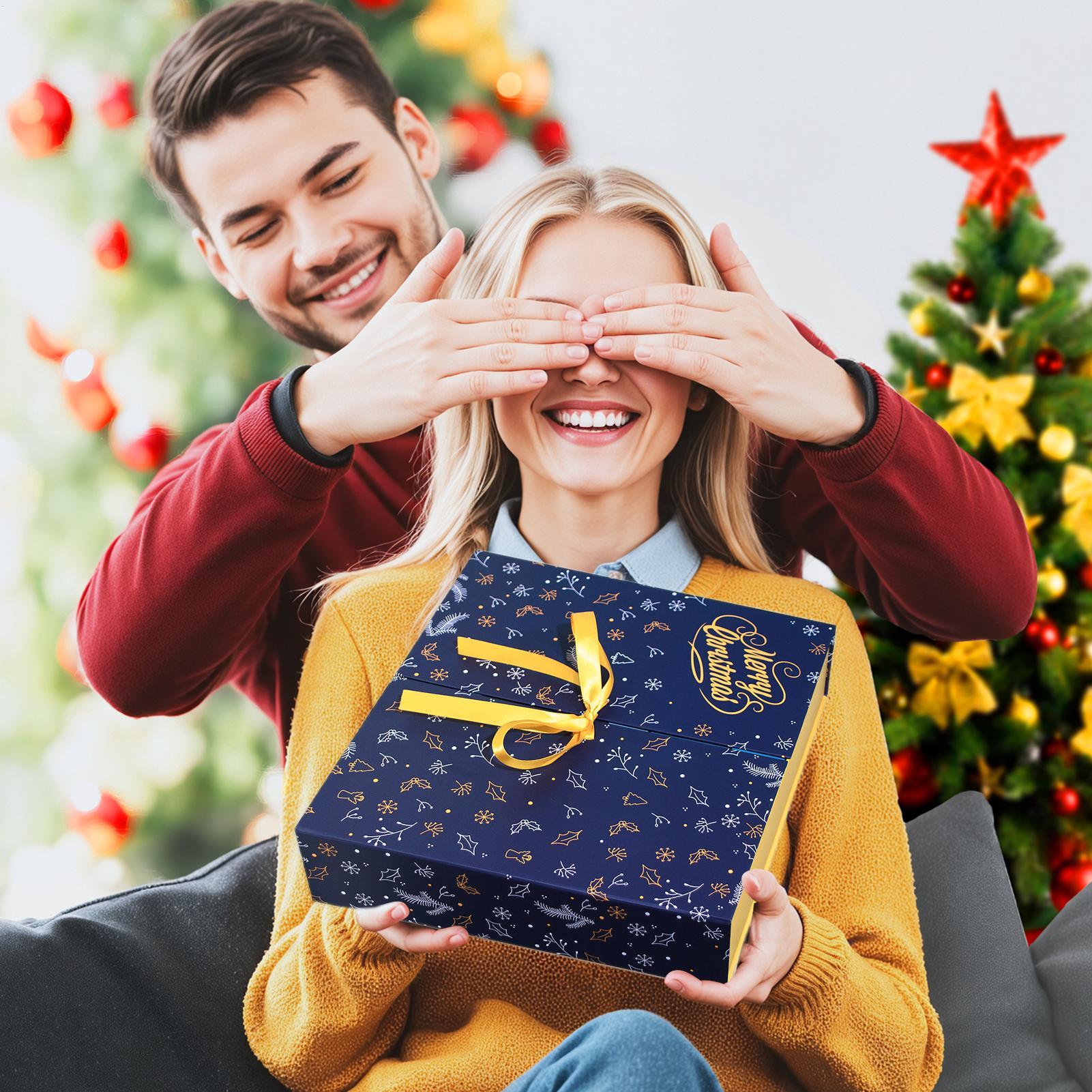 

Christmas Countdown Calendar Empty Gift Box 24 Day Foldable Countdown To Christmas surprise Gift Box for Table Fireplace 33.5x30.5x8cm