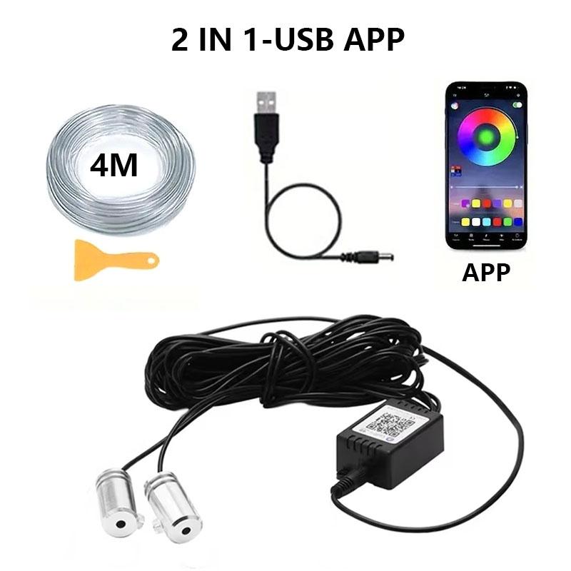 LED Car Interior Ambient Strip Light With APP Remote Control Auto Decorative Lamp RGB Fiber Optic Atmosphere Neon Lighting Kit