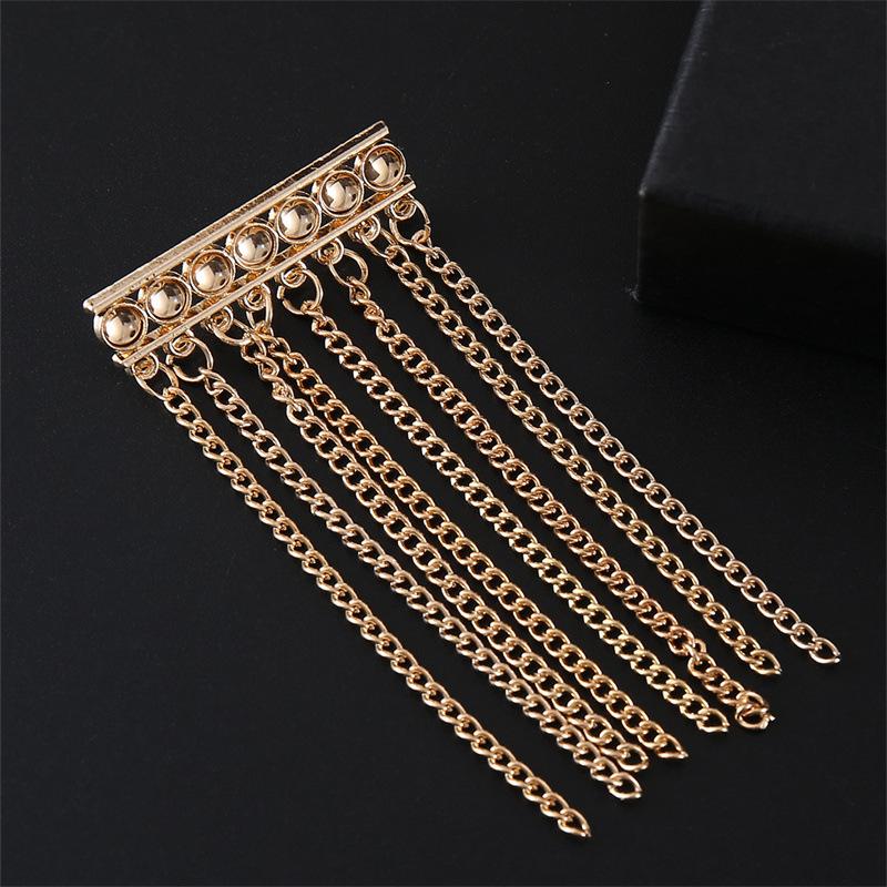 New Rhinestone Tassel Chain Brooch Men s Suit Badge Korean Fashion Lapel Pins Luxulry Jewelry Brooches Accessories