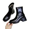Square head soft-soled velvet thermal short boots women's autumn and winter new thick-soled thick-heeled Martin boots