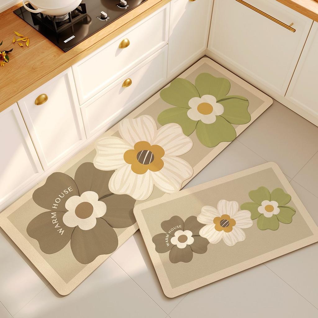 Rug For Kitchen Waterproof Floor Mat Non-Slip Pvc Leather Foot Mats Long Carpet Japanese Style Flower Home Decoration Rugs