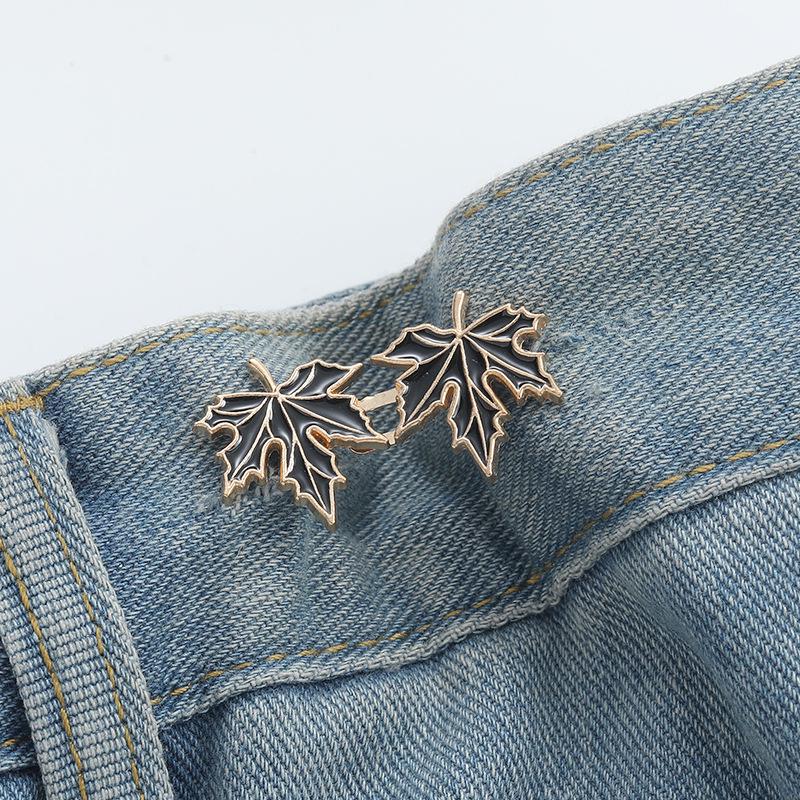 Maple Leaf Adjustable Waist Cincher: Nail-Free Metal Button Set for Jeans
