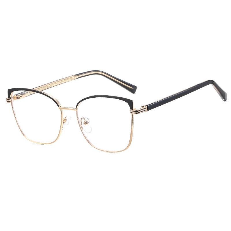 Anti-blue Light Semi Computer Stylish Office Screen Goggle Clear Transparent Spring hinge UV400 Rimless Ladies Myopia Glasses Female Eyewear